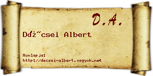 Décsei Albert névjegykártya