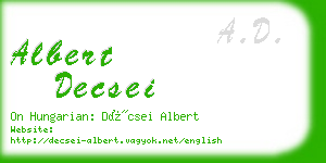 albert decsei business card